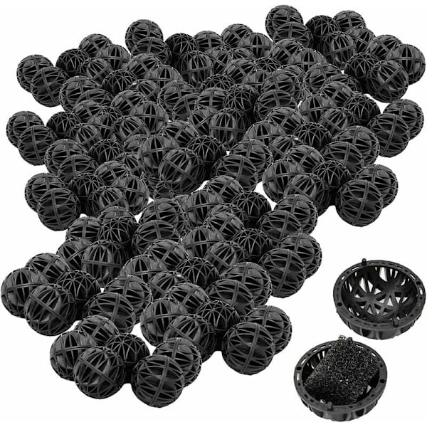 Akvariefilter Bio Ball Aqua Filter Bio Ball Slitesterk Enkel å rengjøre Reduserer vannforandringer for utvendige filtre, akvarier, dammer, fisketanker (Sort 26