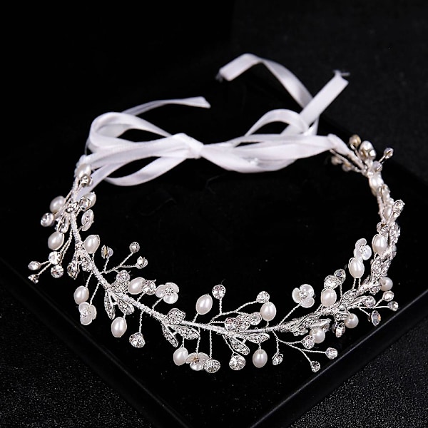 Pärlband Böjbart brudhårbåge konstgjorda kristallpärlor Headpiece