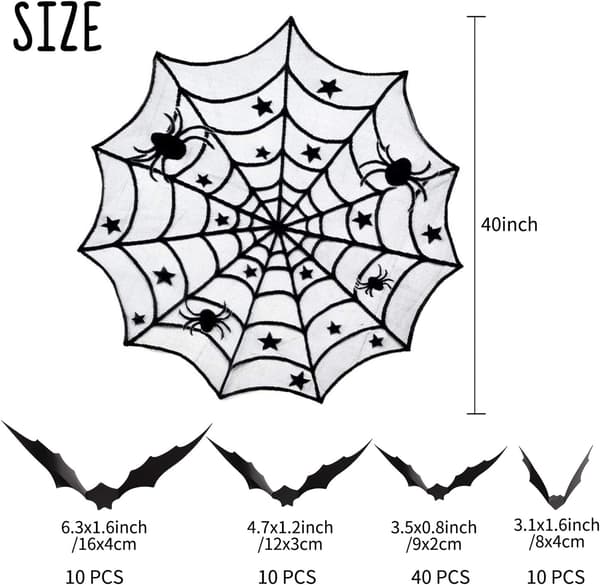 4 sett Halloween edderkoppdekorasjonssett – Halloween peis S