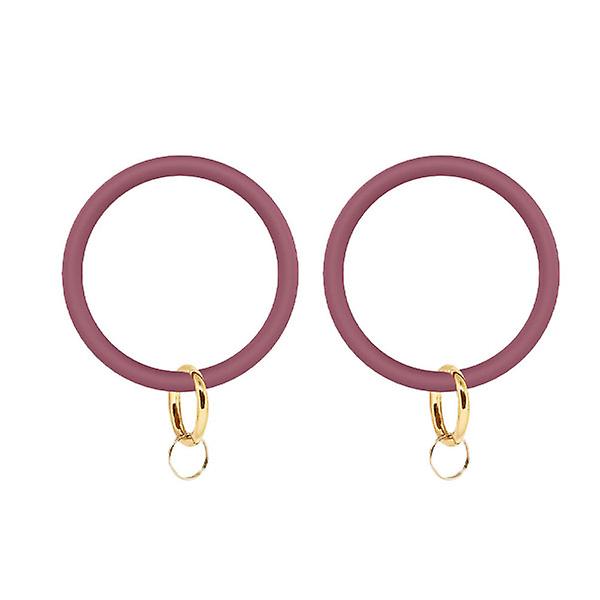 2 Stk Silikone Armbånd Stor Cirkel Armbånd Armbånd Nøglering Ring Nøgle Vedhæng Tilbehør Til Damer Damer (stål Blå) Pink