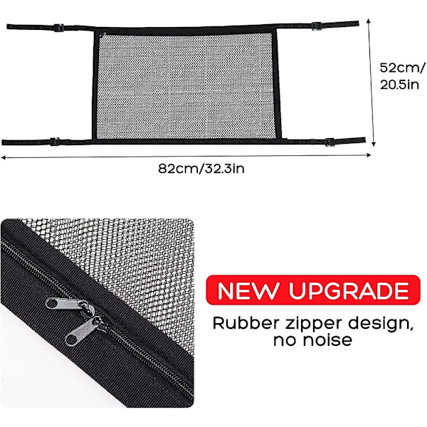 Locisne Car Ceiling Cargo Net Bag Universal Car Trunk Tag Indvendig opbevaringslomme Nettaske med lynlås til Jeep Van Suv