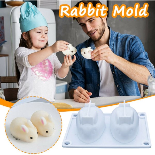 Påskehare 3D silikoneform i form af en silikonehare til chokoladedessert