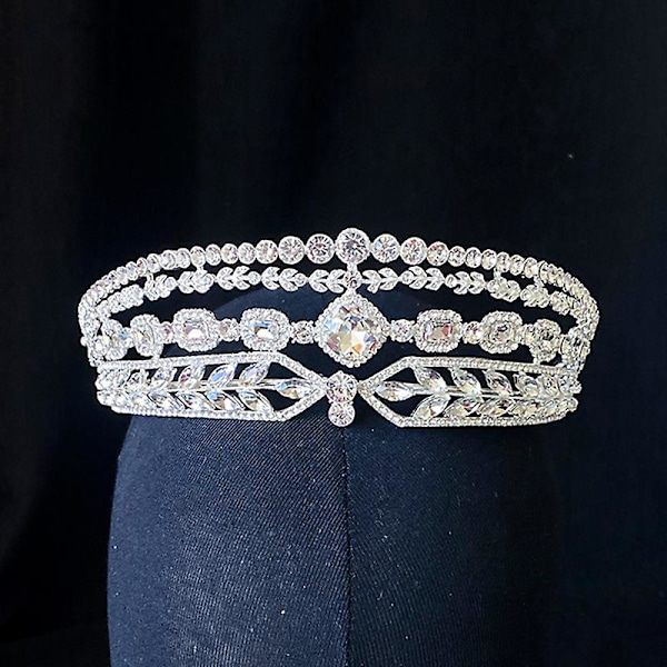 Skinnende brudekrone hodeplagg Luksuslegering Innlagt Rhinestones Retro Elegant pannebånd for kvinner