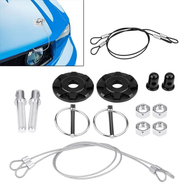 Universal Sort CNC Aluminium Legering Bil Racing Hætte Pin Lås Kit