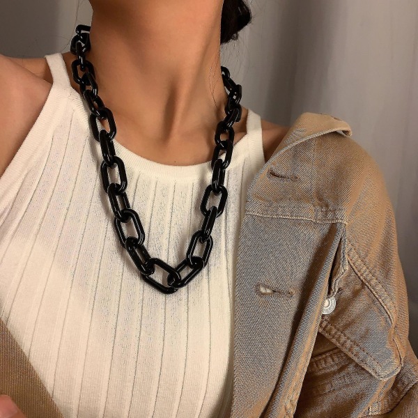 Akryyli kaulakoru riipukset liioiteltu geometria choker naisille 24 tuumaa black