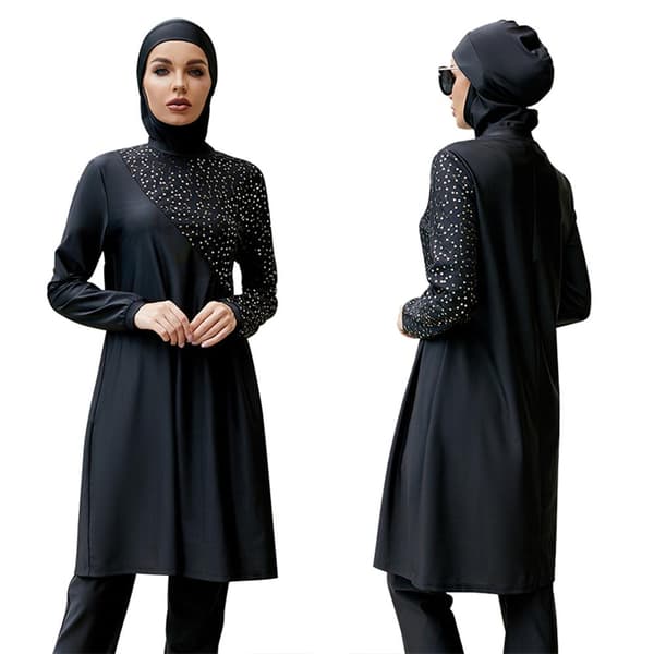 Badedragt til voksne print Ilam badedragt hijab badedragt sort black s