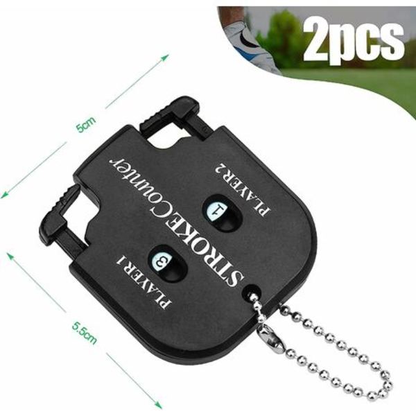 Golf Shot Counter Golf Score Counter 2 Player Shot Counter Mini Portabel Shot Counter med nyckelring 5,5x5cm Fonepro 2Pc