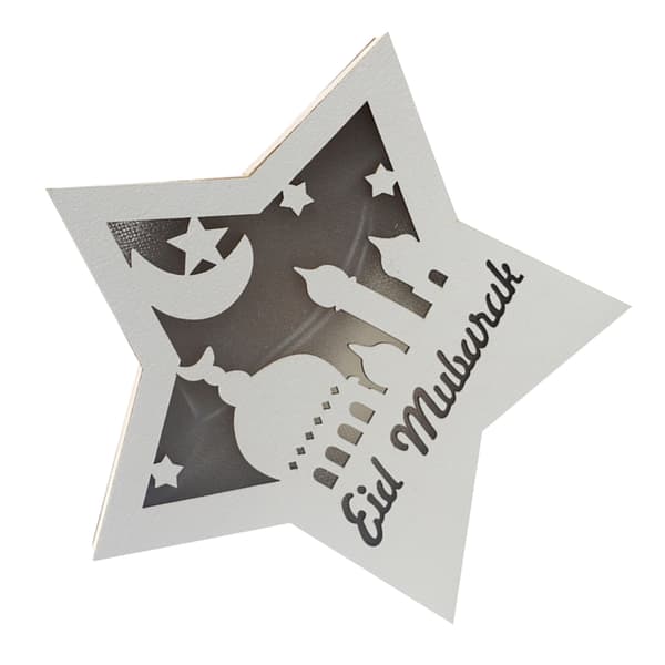 Ramadan Eid Mubarak Pentagram Lys Blødt Lys Buksbom Bærbart Eid Håndværk LED Lys til Have JM01941