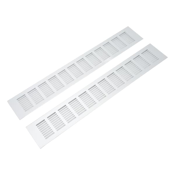 2 stk. Rektangulær luftventilgitter i aluminiumslegering 80x500mm for skap, klesskap, skooppbevaring