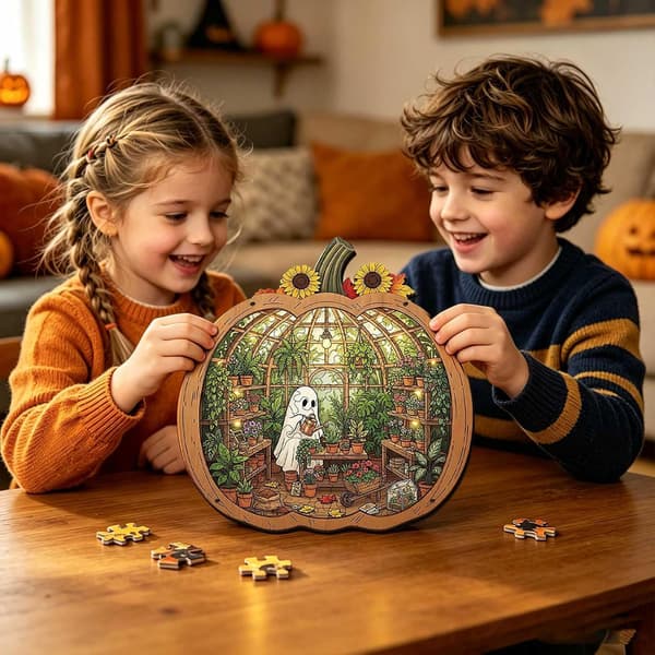 Græskarformede træpuslespil til voksne Halloween Græskar Spøgelse Træpuslespil | Halloween Spøgelse Puslespil med stativ til boligindretning Stresslindring B