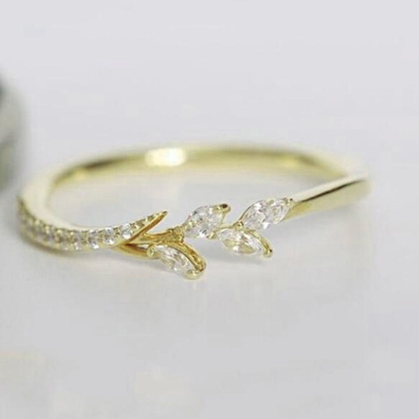 Dammode Bladform Marquise Cut Cubic Zircon Inlagd Finger Ring Smycken Silver Us9