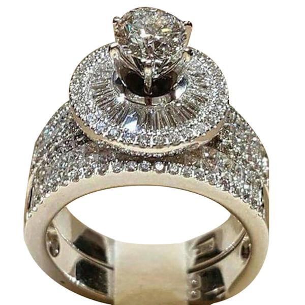 2kpl/ set Muoti Naisten Cubic Zirkonia Statement Kihlasormus Sormus Korut US 9