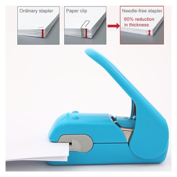 Hæfteløs hæftemaskine; Med denne genstand kan du hæfte stykker papir uden at lave huller i papiret (blåt), hæfteløs hæftemaskine,，