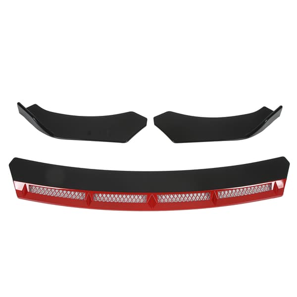 3 stk. Universal Front Bumper Lip Body Kit Spoiler Vinge Bilmodifikasjon Rød