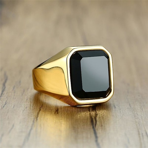 Man Punk Rock Smidig 316l rostfritt stål Cubic Zircon Ring För Män Hip Hop Fest Man Bröllopssmycken Gold