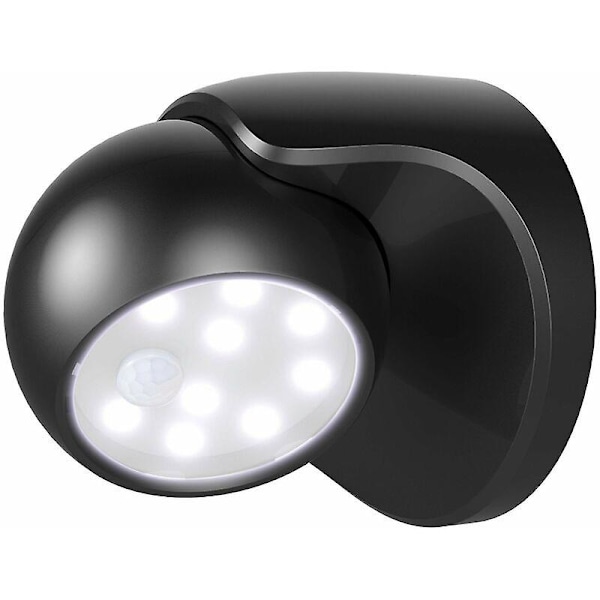 Bevægelsessensor udendørs væglampe 360 graders roterende kreativ hjemmesensorlampe sort enkeltpakke