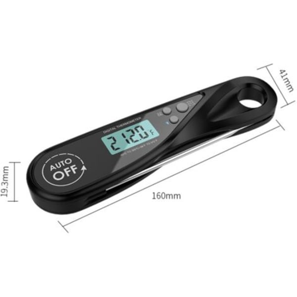 Kökstermometer, snabbläst matlagningstermometer, kötttermometer, bakgrundsbelyst LCD-skärm, hopfällbar matlagningssond, kött