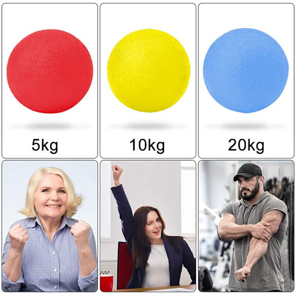 3-pack Handterapibollar 3-pack Finger Handled Artros Träning Handträningsbollar Handterapi Träningsbollar Silikon Fingerstärkande Ba