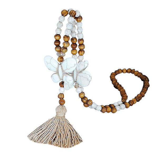Kvinnor tofs träpärlor halsband hängande Bohemian Chain smycken tillbehör