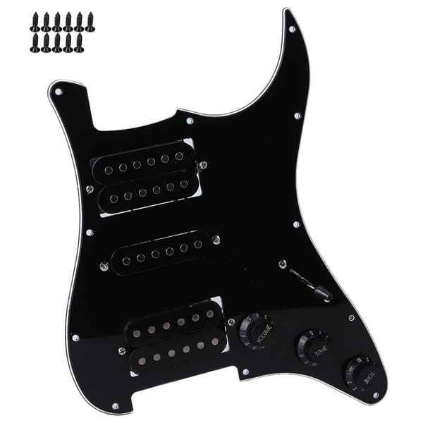 Elgitarr HSH Humbucker Plektrumskydd Förkopplad Noire