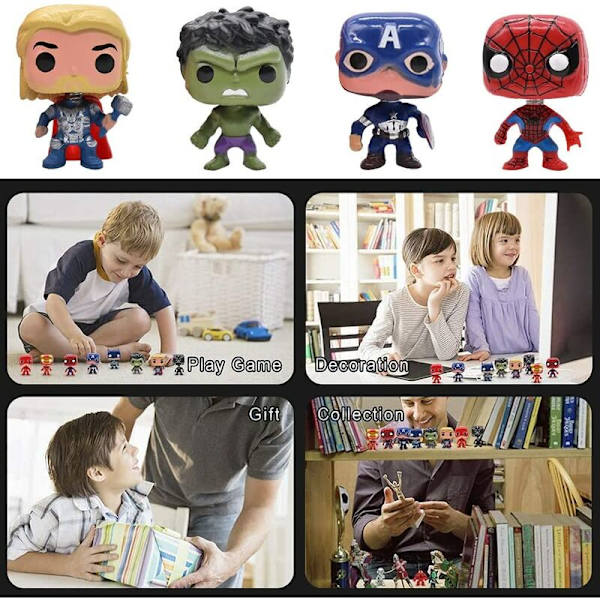 Kakepynt 8 stk Super Heroes Cake Topper Mini Spiderman Figures Avengers Figur