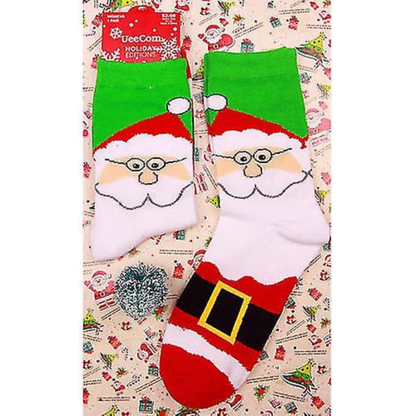 Kvinder Mænd Julenyhedssokker Sjove julestrømpegave Eyeglass Santa Claus 4 Pairs