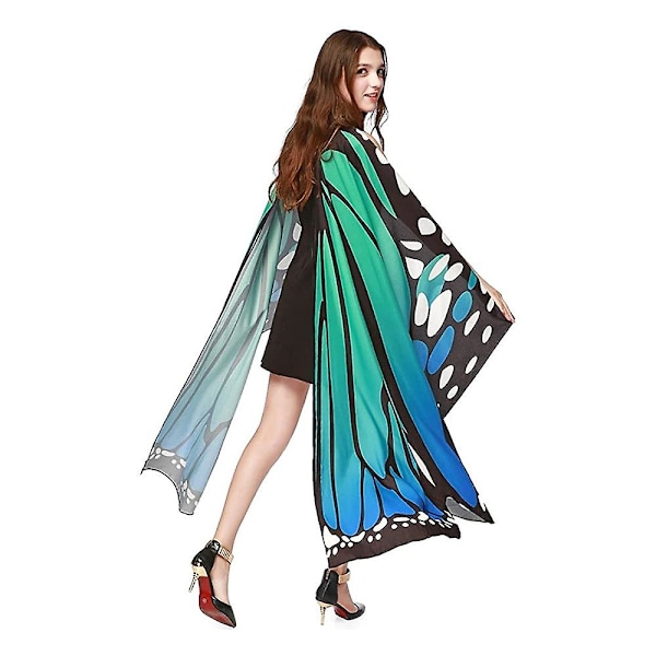 Naisten Halloween-juhlat Butterfly Wings Cape Blue green