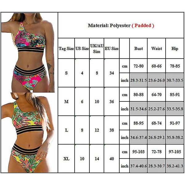 Print Badkläder Vadderat Bikini Set Beach Rose Red L