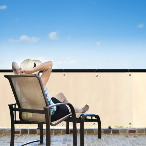 Privacy Screen Til Balkon PVC Haveterrasse 600x75cm Beige - Beige