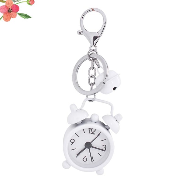 1 stk Mini Clock Nøkkelring Vekkerklokke Nøkkelring Creative Key Holder Bag Anheng Gave Nøkkelring For Studenter Hvit
