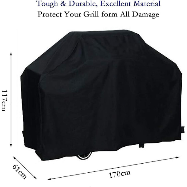 Grillovertræk Grillovertræk Grillovertræk Anti-uv Anti-vand Anti-fugt med opbevaringstaske Sort til Weber, Holland (170 X 61 X 117 cm)