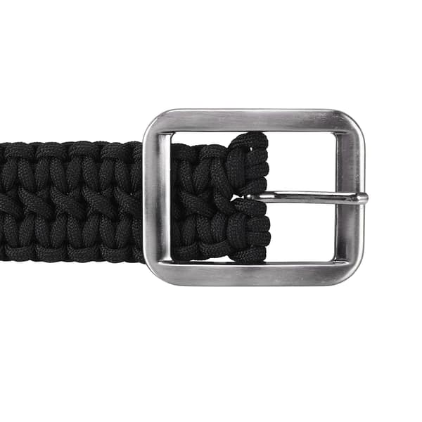 Överlevnads Paracord Bälte 550 Milspec Utility Bälte med Solid Stålspänne Svart