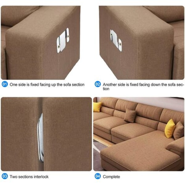 4 STK modulær sofakontakt, høykvalitets metallsofaforrigling for toseters sofa