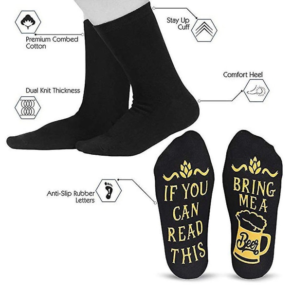 unisex sjove sokker Nyhedsslogan Anti-slip gummi gavestrømper Black