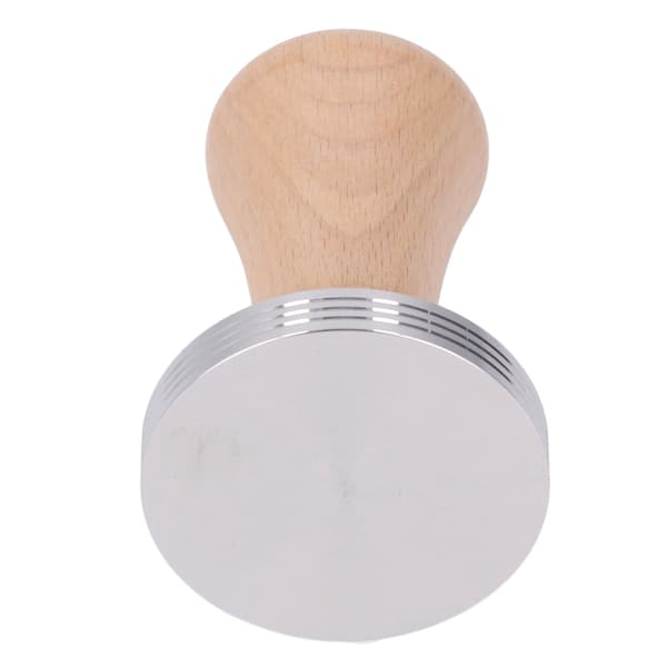Kaffetamper i bøketre med 58 mm base i rustfritt stål for baristaer, grønn