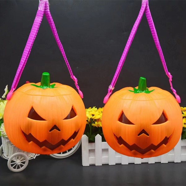 Halloween barnas bærbare gresskar godteri bøtte stemme-kontrollert stropper lysende godteri gresskar