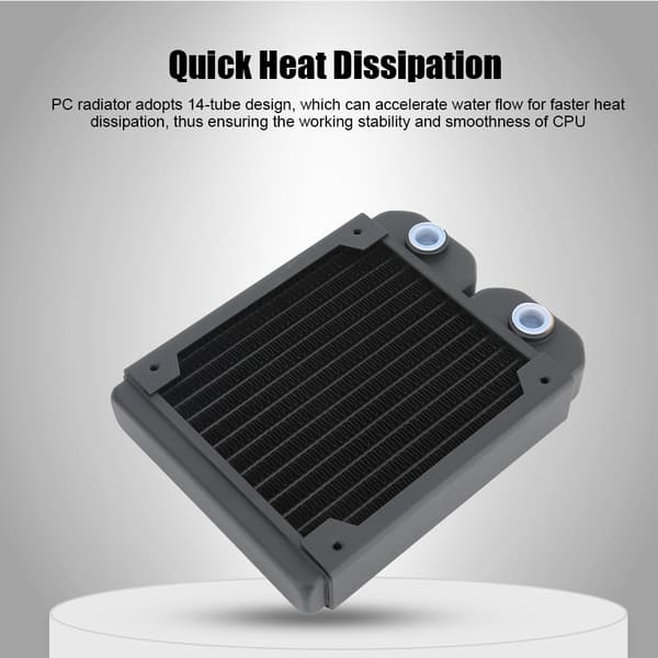 Computer Vandkøling Kobber Radiator 14 Rør CPU Køler Køleplade 120mm G1/4