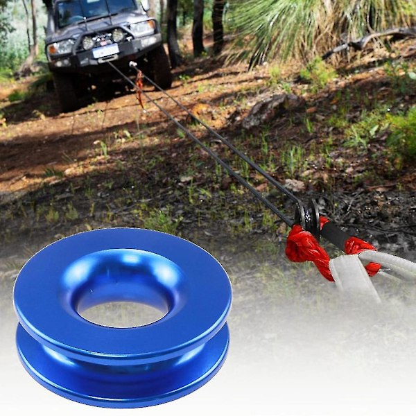 Winch Snatch Recovery Ring til Soft Shackle ATV Rcovery 41000 Lbs Blue ring red rope