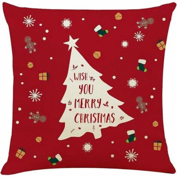 Juleputetrekk 18" x 18" 4-delt julepynt for hjemmesovesofa Julekolleksjon Putetrekk Holiday Cu