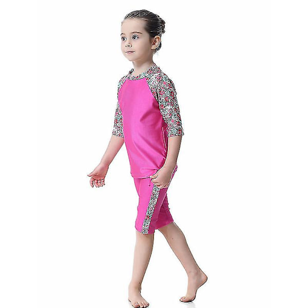 barn Flickor Islamiska Muslimska Badkläder Modest Burkini Arab Baddräkt Strandkläder Rose Red 12-13 Years