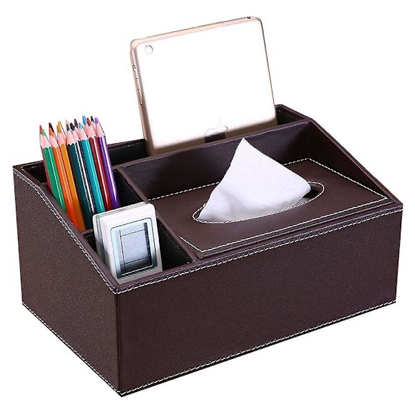 Multifunktionell läder Tissue Box Soffbord Desktop Fjärrkontroll Förvaringsbox style2