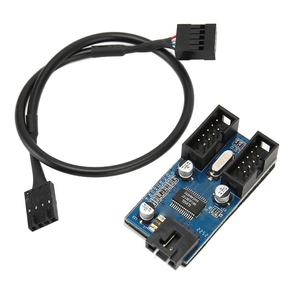 USB 2.0 9-pinners header 1 til 2 utvidelseshub splitteradapter stabil strømforsyning plug and play