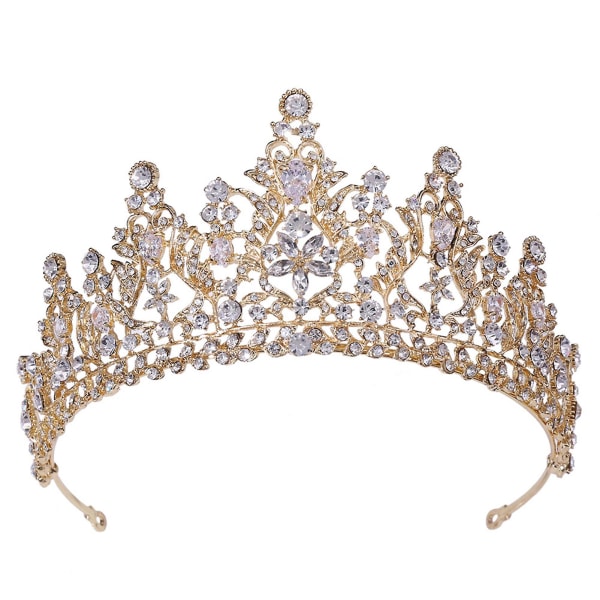Brudkrona Huvudbonader Lyxlegering Zirkon Inläggningar Pannband För Kvinnliga Bröllop Födelsedag Hår KC Gold White Zirconium