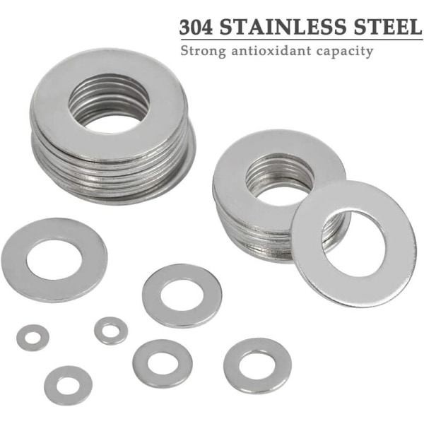 800 stk eske M2-M12 rustfritt stål flat skive pakning erstatning maskinvare,