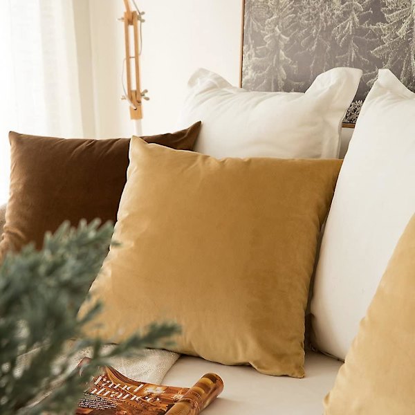 Sett med 2 fløyelsputetrekk Dekorativ sofa Putetrekk Superglatt Myk Komfortabel dekorasjon Hjem Stue Soverom For Sofa 55x55cm Lys B