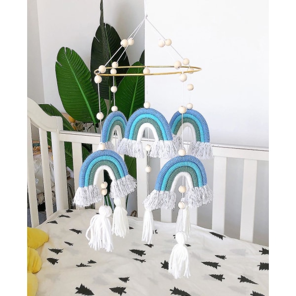 Baby Crib Mobiles regnbueteppet med håndlagde vevde dusker style 6