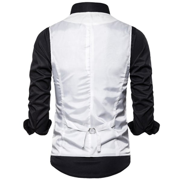 Enkeltspent vest for menn Slim Fit formell dressprint vest L White