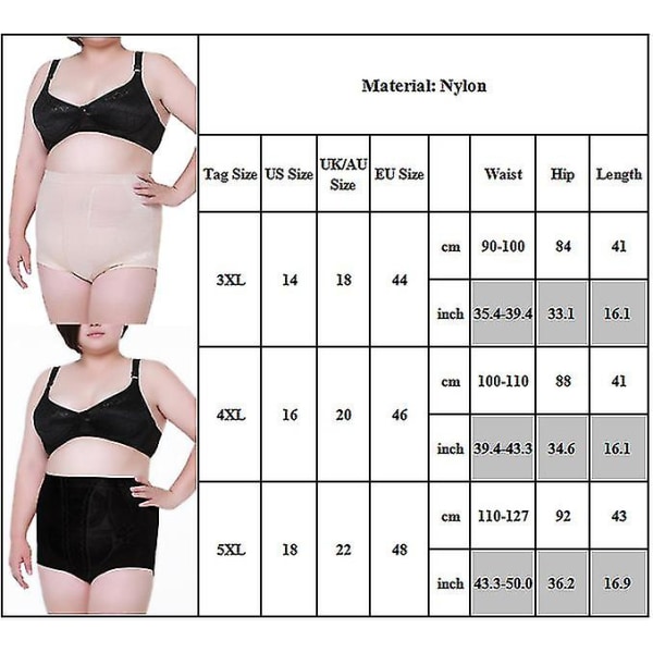 Kvinnor Body Shaper Bum Lift Byxor Mage Underkläder Plus Size Apricot 4XL