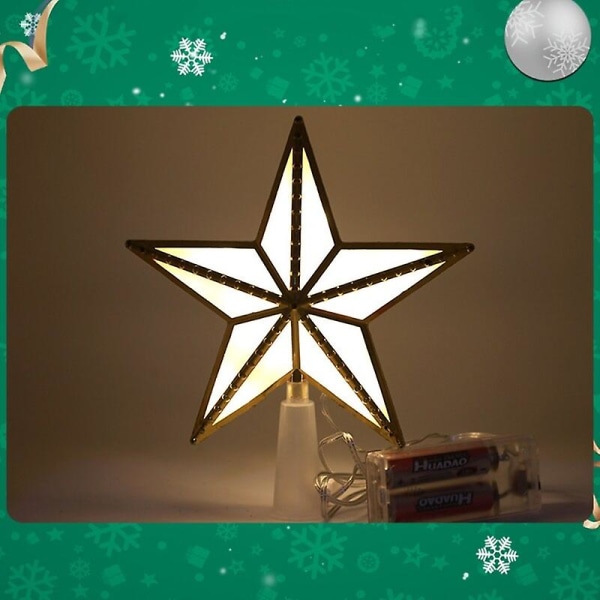 Christmas Tree Topper Plast Star Led Light USB Batteridriven Treetop Lampa