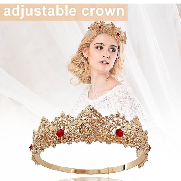 Bar Performance Crown Ball-dronning Tiara Forslag Matchende smykker Kjærestegave Golden Red